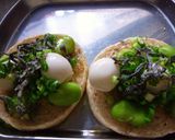 そら豆とウズラの卵と塩昆布のトースト作り方3写真