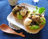 そら豆とウズラの卵と塩昆布のトースト作り方5写真