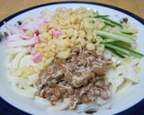 冷やし納豆たぬきうどん作り方1写真