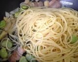 そら豆、新タマネギ、塩豚のパスタ作り方8写真