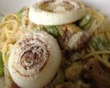 そら豆、新タマネギ、塩豚のパスタ作り方9写真