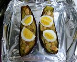 なすの海老エッグチーズ焼き作り方3写真