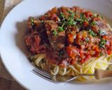 鶏レバーとセロリのトマトソーススパゲティ作り方7写真