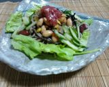豆とひじきのサラダ蕎麦作り方4写真