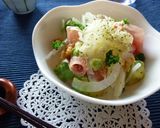 生ハム×アボカド×新玉葱の梅ワサビ丼作り方5写真
