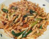 鶏レバーと小松菜のトマトソースパスタ作り方5写真