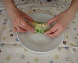 さっぱり味のもちむぎ素麺入り生春巻き作り方5写真
