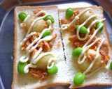 鮭フレ×新じゃが枝豆のバジル風味トースト作り方4写真