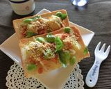 鮭フレ×新じゃが枝豆のバジル風味トースト作り方6写真