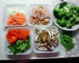 管理栄養士お勧め♪えびとホタテの野菜炒め作り方1写真