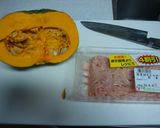 かぼちゃ（南京）の鶏そぼろ煮作り方1写真