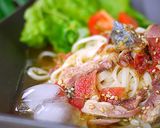 サバ缶でエスニック風梅カレー冷やしうどん作り方6写真