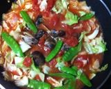 あさりの野菜たっぷりトマトソースパスタ作り方4写真