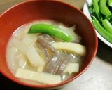 真竹とジャガイモとこんにゃくのお味噌汁作り方4写真