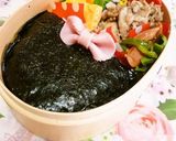 キャラ弁＊簡単＊リボンとドット柄なお弁当作り方1写真