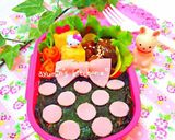 キャラ弁＊簡単＊リボンとドット柄なお弁当作り方3写真