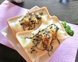 新玉葱×ラッキョウ×塩昆布のトースト作り方5写真