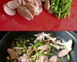 魚二ソとピーマンと茸のナポリタン炒め作り方1写真