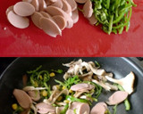 魚二ソとピーマンと茸のナポリタン炒め作り方1写真
