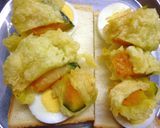 南瓜天と茹で卵と塩昆布のトースト作り方2写真