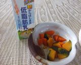 かぼちゃと人参の煮物の残りで冷スープ作り方1写真