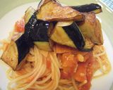 揚げ茄子とバジルのトマトソーススパゲティ作り方13写真