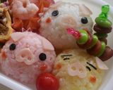 キャラ弁 3匹のブタさん弁当作り方3写真