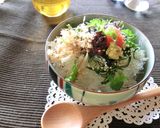 おかひじき×梅たらこの冷やし茶漬け作り方5写真