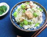 焼き鳥（缶詰）・梅・枝豆の混ぜご飯作り方5写真