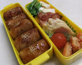 簡単☆焼肉のタレで肉巻きおにぎり作り方5写真