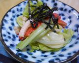 茹でキャベツとカニカマのわさび醤油合え作り方4写真