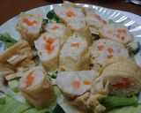 ヘルシー☆ノンオイル湯葉巻チキンロール作り方7写真