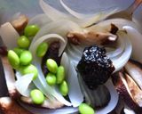 新玉葱と椎茸の海苔・ラー油和え作り方5写真