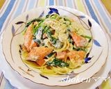 サーモンとほうれん草の味噌クリームパスタ作り方10写真