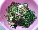 おかひじきとわかめ♪カニカマ胡瓜の酢の物作り方3写真