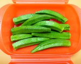 *ルクエdeオクラの白だしとろろ和え*作り方1写真