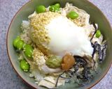 ささみと温泉卵の梅わさび塩昆布丼作り方6写真