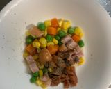 レンジ簡単梅クリーミー焼うどん味炒飯弁当作り方4写真