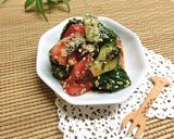 胡瓜とトマトの塩昆布胡麻ラー油和え作り方7写真