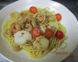 ミニトマトと　シーフードのパスタ😋作り方4写真