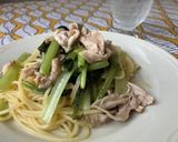 小松菜と豚肉のパスタ作り方4写真