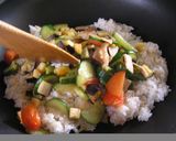ガーリック醤油の夏野菜炒飯作り方5写真