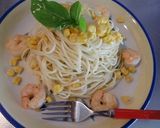 夏のランチはコーンとむき海老の冷製パスタ作り方4写真