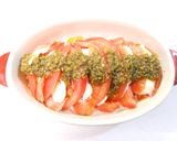 トマトとサーモンの重ね焼き～バジルソース作り方2写真