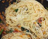 牛ミンチと野菜のトマト煮込みスパゲッティ作り方13写真