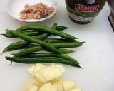 インゲンとイモとツナのバジル風味パスタ作り方1写真