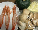 海老の塩焼きで、リメイク南瓜チーズ焼き作り方1写真