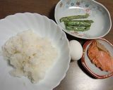 レンジで、いんげんと鮭のずぼらチャーハン作り方1写真