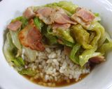 ベーコンレタス醤油炒め de つゆだく丼作り方7写真