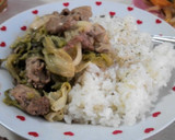 ワサビマヨ風味の簡単豚小間レタス炒め。作り方4写真